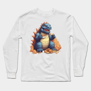 Godzilla eating snack Long Sleeve T-Shirt